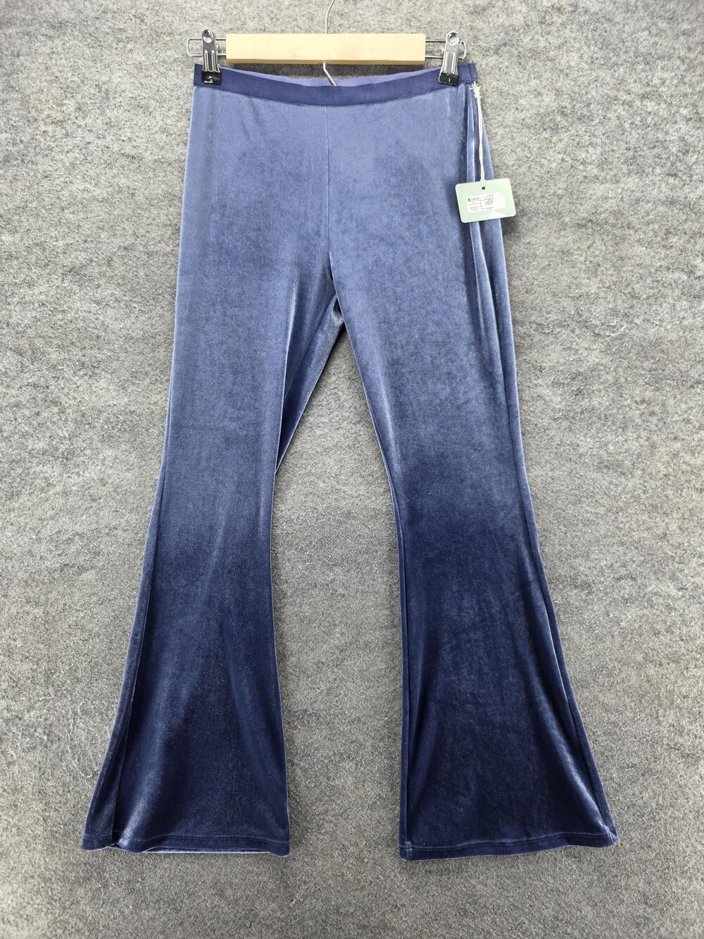 Owillo Pants Girls L Blue Sweatpants Velour Flare Pull On Stretch 26.5 In